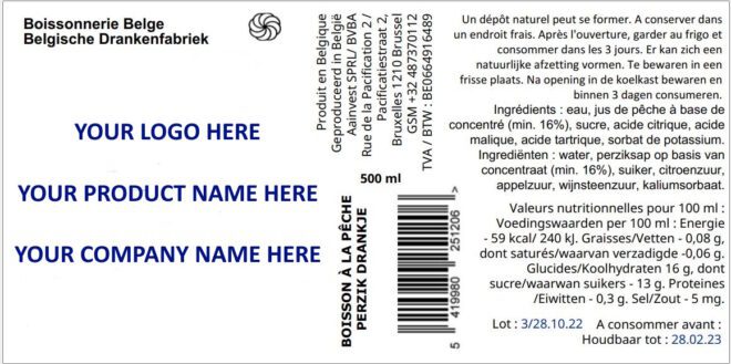 Co packing, produits à marques de distributeurs – MDD, embouteillage pour des tiers – Co-packing, private label, botteling voor derden – Private Label, copacking, third party bottling. Your logo here, your product name here, your company name here, your label here Votre logo ici, le nom de votre produit ici, le nom de votre entreprise ici, votre étiquette ici. Hier uw logo, hier uw productnaam, hier uw bedrijfsnaam, hier uw label.