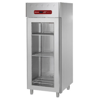 Ventilated freezer 700 liters, 1 glass door GN 2/1