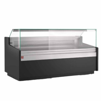 Ventilated counter display, with low glass, with storage - BLACK