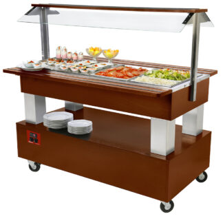 Buffet - Refrigerated salad bar, 4x GN1/1-150 (mahogany wood)