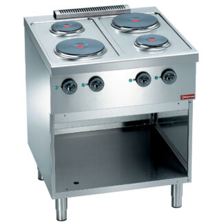 Electric range, 4 round plates, on cupboard