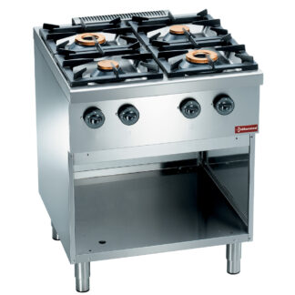 Gas range 4 burners, on open cupboard