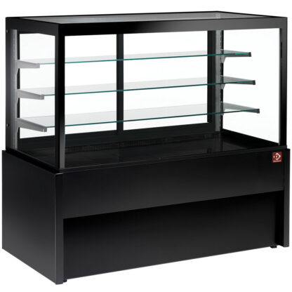 Panoramic refrigerated display counter, ventilated, 4 levels, without storage room - BLACK