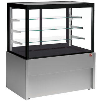 Panoramic refrigerated display counter, ventilated, 4 levels, without storage room - GREY