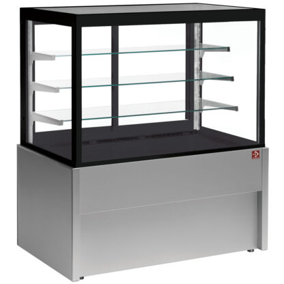 Panoramic refrigerated display counter, ventilated, 4 levels, without storage room - GREY
