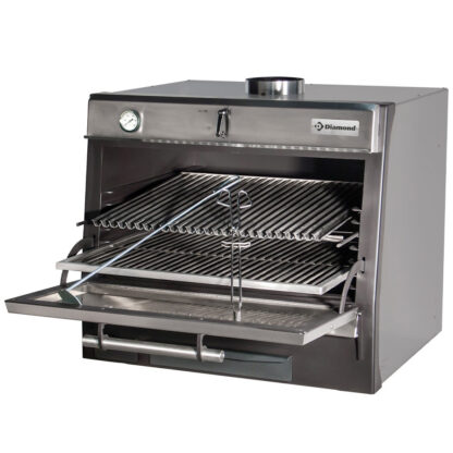 Charcoal oven-BBQ, GN 1/1 + GN2/4 (75 Kg/h)/Stainless steel