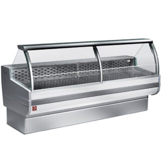 Refrigerated display counter, curved glass, ventilated, with reserve