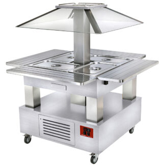 Island Buffet - Refrigerated salad bar, 4x GN1/1-150 (white wood)