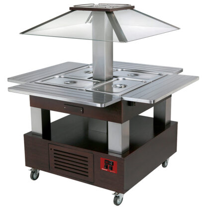 Island Buffet - Refrigerated salad bar, 4x GN1/1-150 (WengÃ© wood)