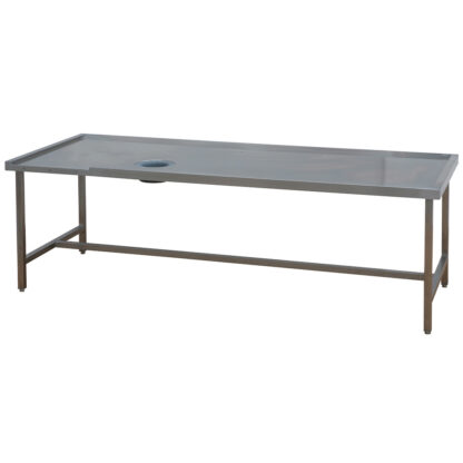Sorting table (right) with waste bin hole