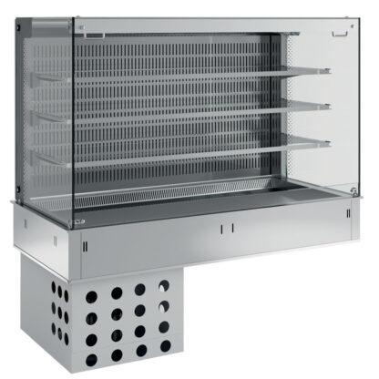 Wall with top and open "square" display on 3 levels (with curtain), refrigerated, ventilated, 3x GN 1/1