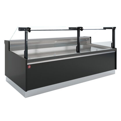 Ventilated counter, with storage, vertical glass 90Â° with piston lift - FULL BLACK