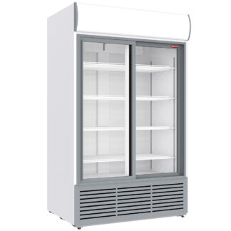 Positive refrigerated display 1230 liters, lightbox, 2 sliding doors - WHITE