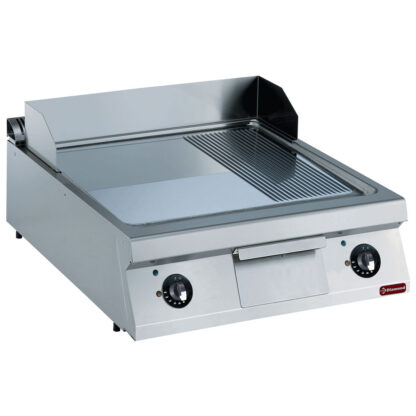 Electric cooking plate, 2/3 flat and 1/3 ribbed, hard chromed -TOP-