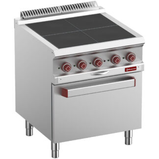 Electric stoves 4 plates aligned with the top, on convection oven GN 1/1