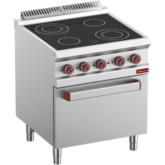 Electric cooker vitroceramics 4 hobs, oven GN 2/1 with electric grill