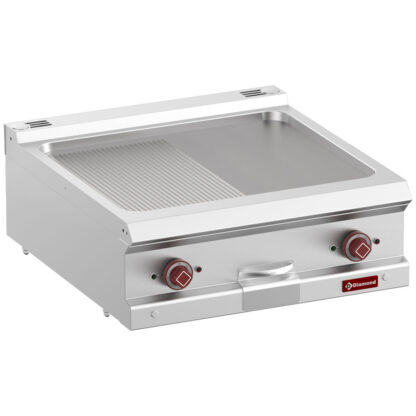 Electric fry top 1/2 smooth and 1/2 ribbed, module 1/1  -Top-