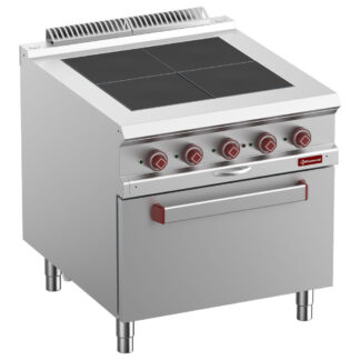 Electric stoves 4 plates aligned with the top, oven GN 2/1