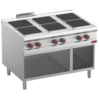 Electric stove, 6 plates on open cupboard