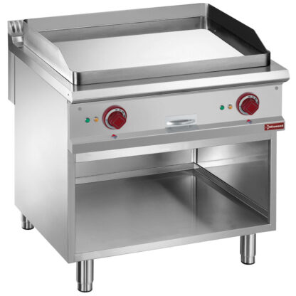 Smooth electric fry top, chromium-plated, module 1/1, open cupboard