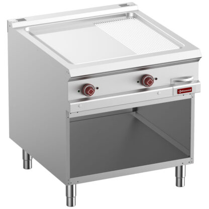 El. fry top 2/3 smooth & 1/3 grooved, chrom., mod.1/1, open cupboard