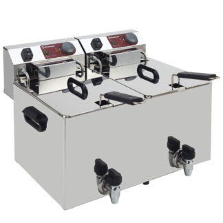 Electric table top fryer 2x 10 liters + tap