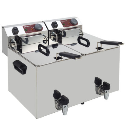 Electric table top fryer 2x 10 liters + tap