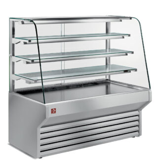 Refrigerated display counter curved window