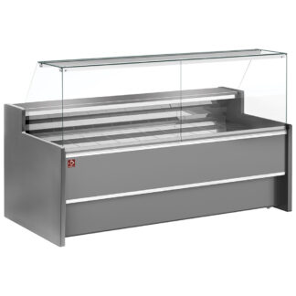 Ventilated refrigerated counter display with straight glass panel 90° with storeroom - GREY