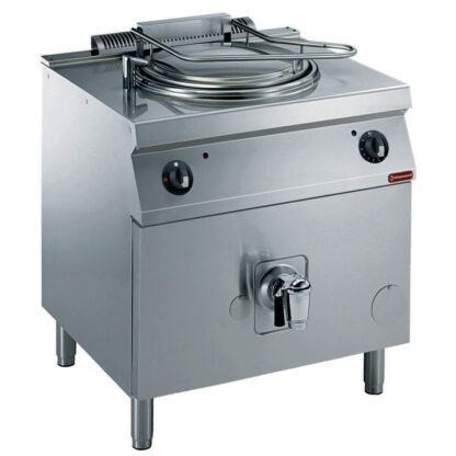 Gas kettle, 150 liters, direct heating, on cupboard