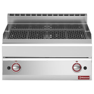 Gas steam grill, with cast iron cooking grid -Top-