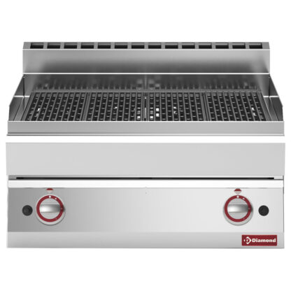Gas steam grill, with cast iron cooking grid -Top-