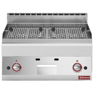 Lava stone gas grill, cast iron cooking grid -Top-