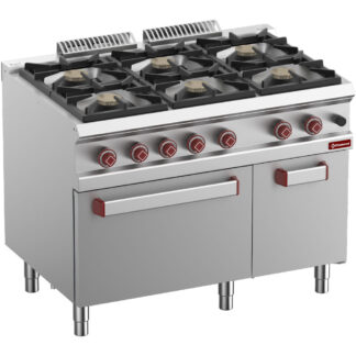 Gas range 6 burners, gas oven GN 2/1, neutral cupboard