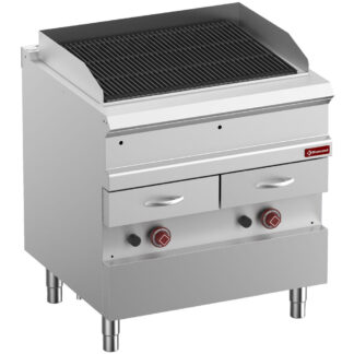 Gas steam grill, module 1/1, grid in cast iron "double sided"