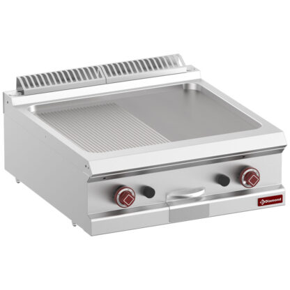 Gas fry top 1/2 smooth and 1/2 ribbed, module 1/1  -Top-