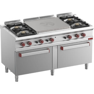 Range 4 burners, central cook hobs, 2 gas oven GN 2/1