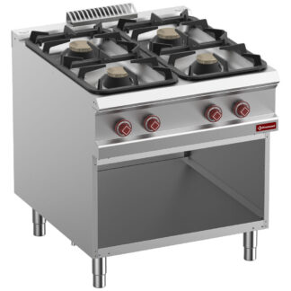 Gas stove 4 burners, open cupboard