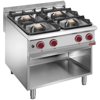 Gas stove 4 burners, open cupboard