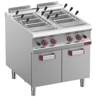 Gas pasta cooker, 2 tanks 40 liters, on closed cupboard (without baskets)