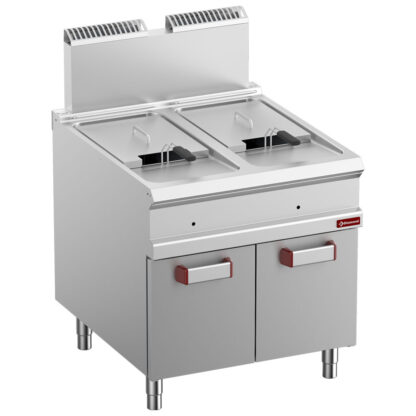 Gas fryer 2 tanks 18 liters (2x 18 kW) on closed cupboard