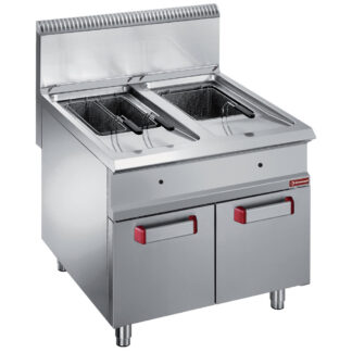 Gas fryer 2 tanks 18 liters (2x 18 kW) on closed cupboard