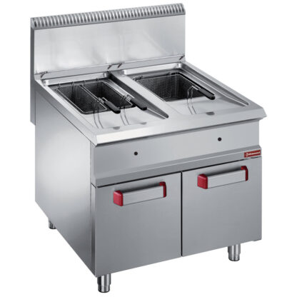Gas fryer 2 tanks 18 liters (2x 18 kW) on closed cupboard