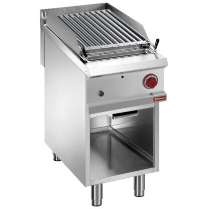 Lavastone grill, 1/2 module, "2-side" stainless steel,  grid, open cupboard