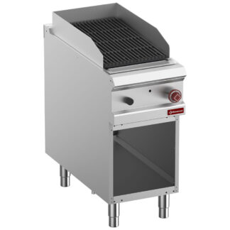 Lavastone grill, 1/2 module, 2-sided" cast iron grid, open cupboard