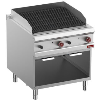 Lavastone grill, module 1/1, "2 faces" cast iron grid, open cupboard