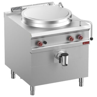 Gas boiling pan, 100-liter tank, direct heating, on cupboard