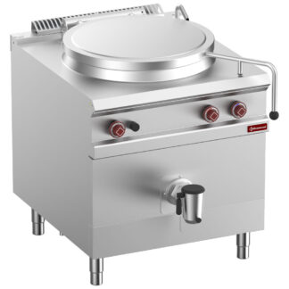 Gas boiling pan, 150-liter tank, direct heating, on cupboard