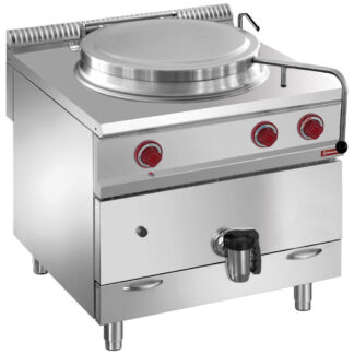 Gas boiling pan, 150-liter tank, direct heating, on cupboard