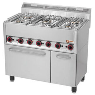 Gas range 5 burners, on a convection oven 4x GN 1/1